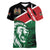 Kenya Lion Head Women V-Neck T-Shirt Flag Style