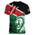 Kenya Lion Head Women V-Neck T-Shirt Flag Style