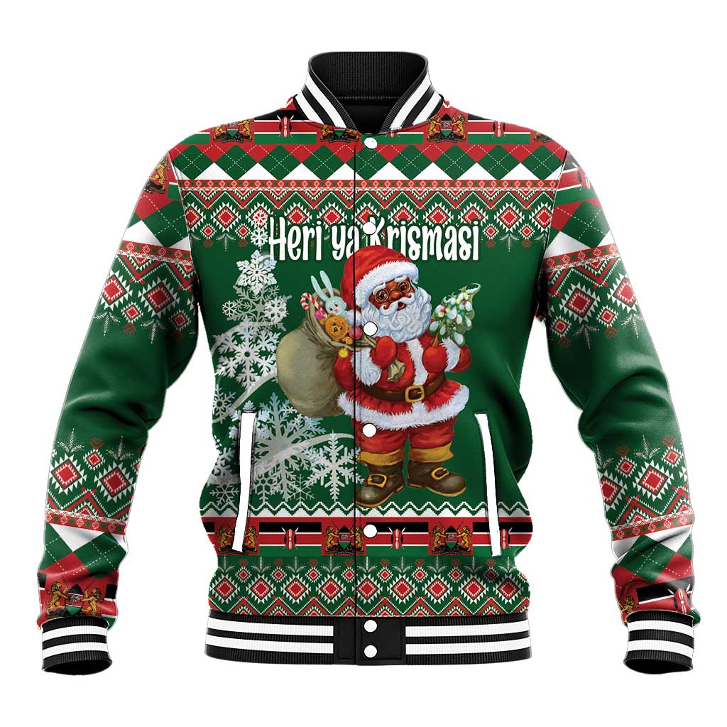 Personalized Kenya Christmas Baseball Jacket African Santa Claus - Heri ya Krismasi - Wonder Print Shop