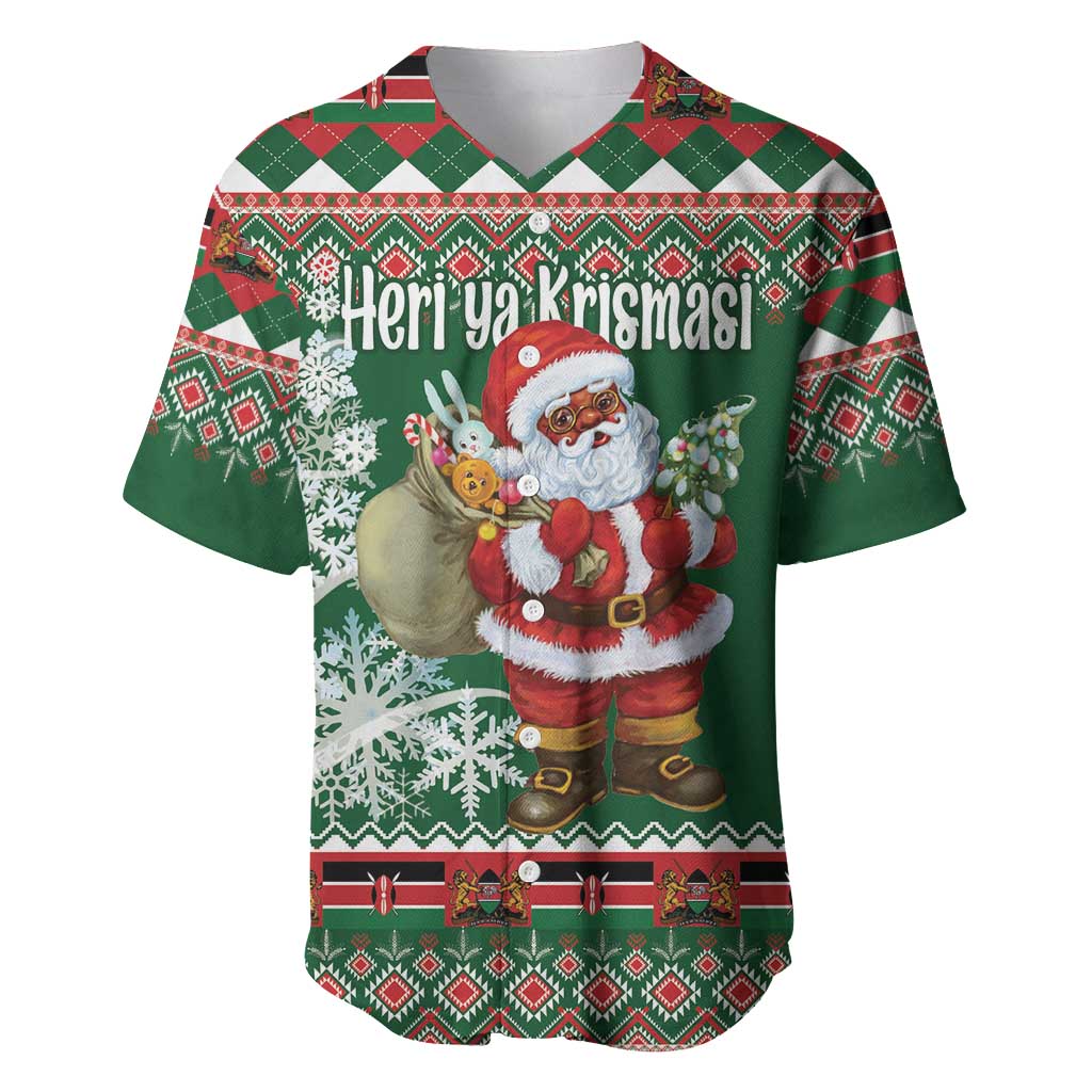 Personalized Kenya Christmas Baseball Jersey African Santa Claus - Heri ya Krismasi - Wonder Print Shop