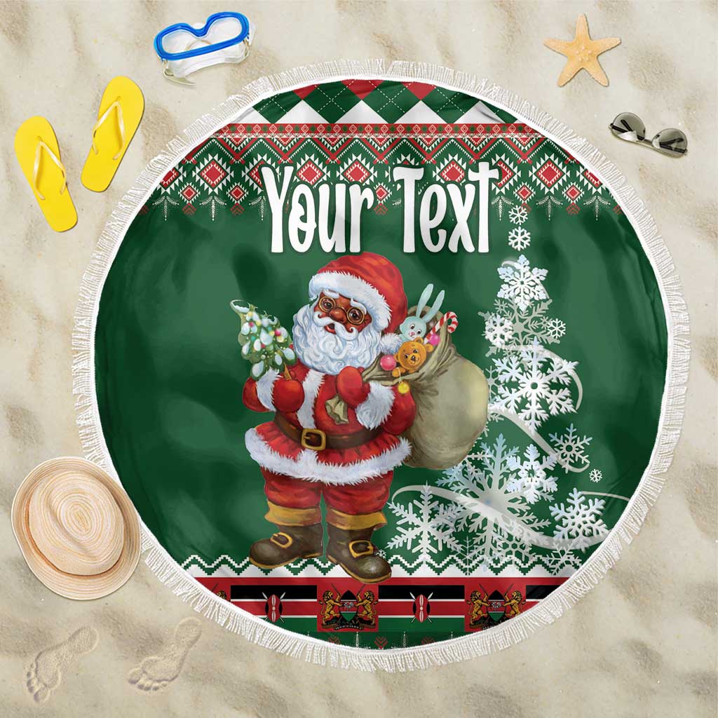 Personalized Kenya Christmas Beach Blanket African Santa Claus - Heri ya Krismasi - Wonder Print Shop