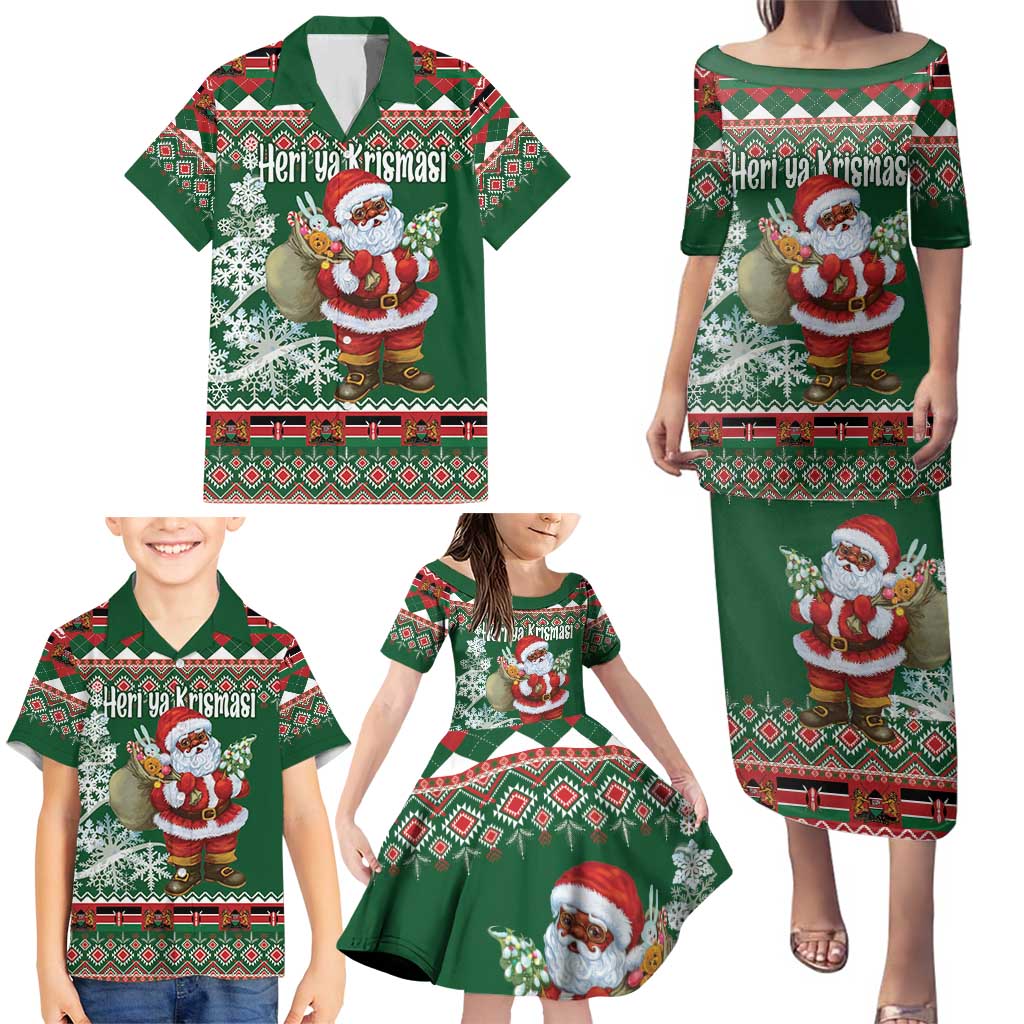 Personalized Kenya Christmas Family Matching Puletasi and Hawaiian Shirt African Santa Claus - Heri ya Krismasi - Wonder Print Shop