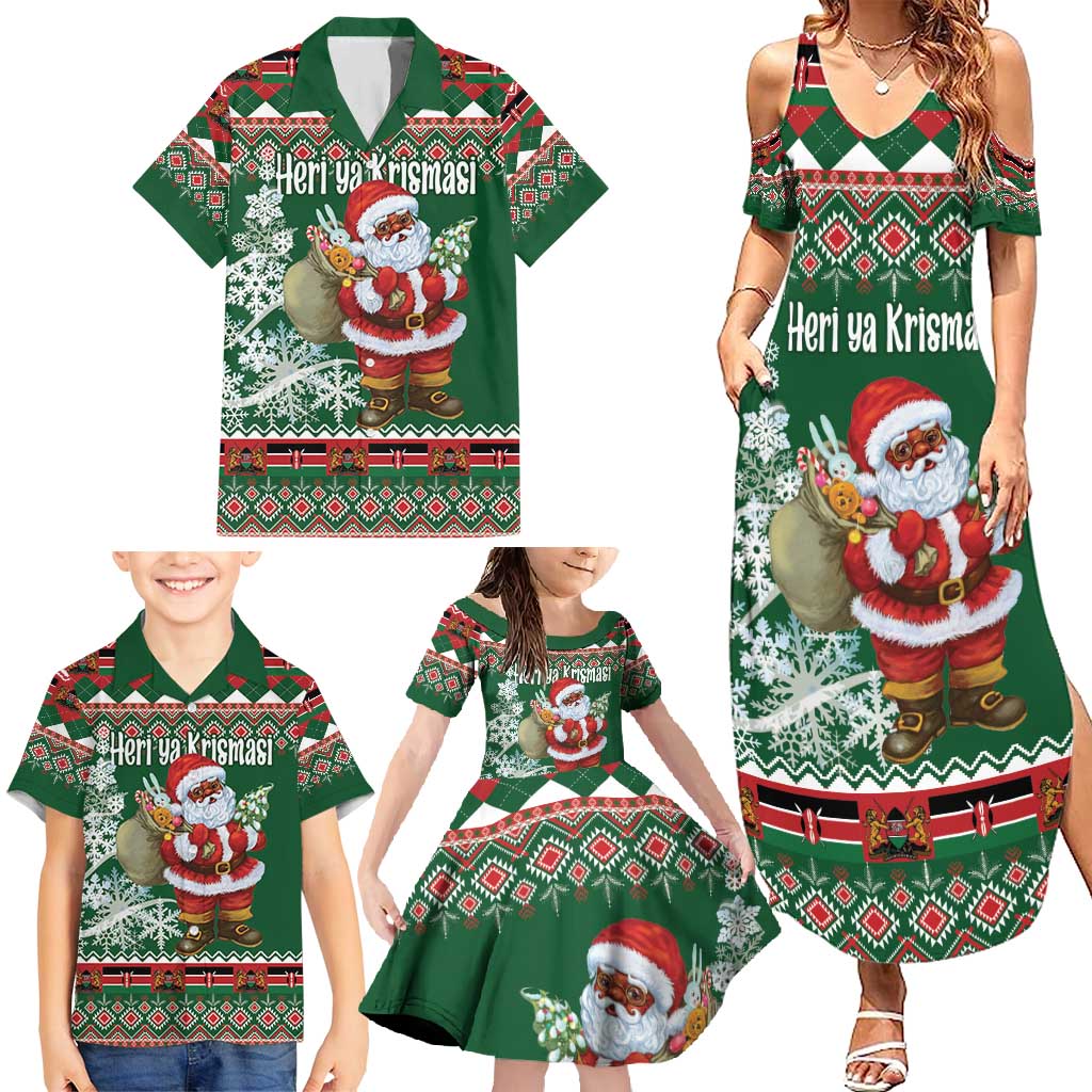 Personalized Kenya Christmas Family Matching Summer Maxi Dress and Hawaiian Shirt African Santa Claus - Heri ya Krismasi - Wonder Print Shop