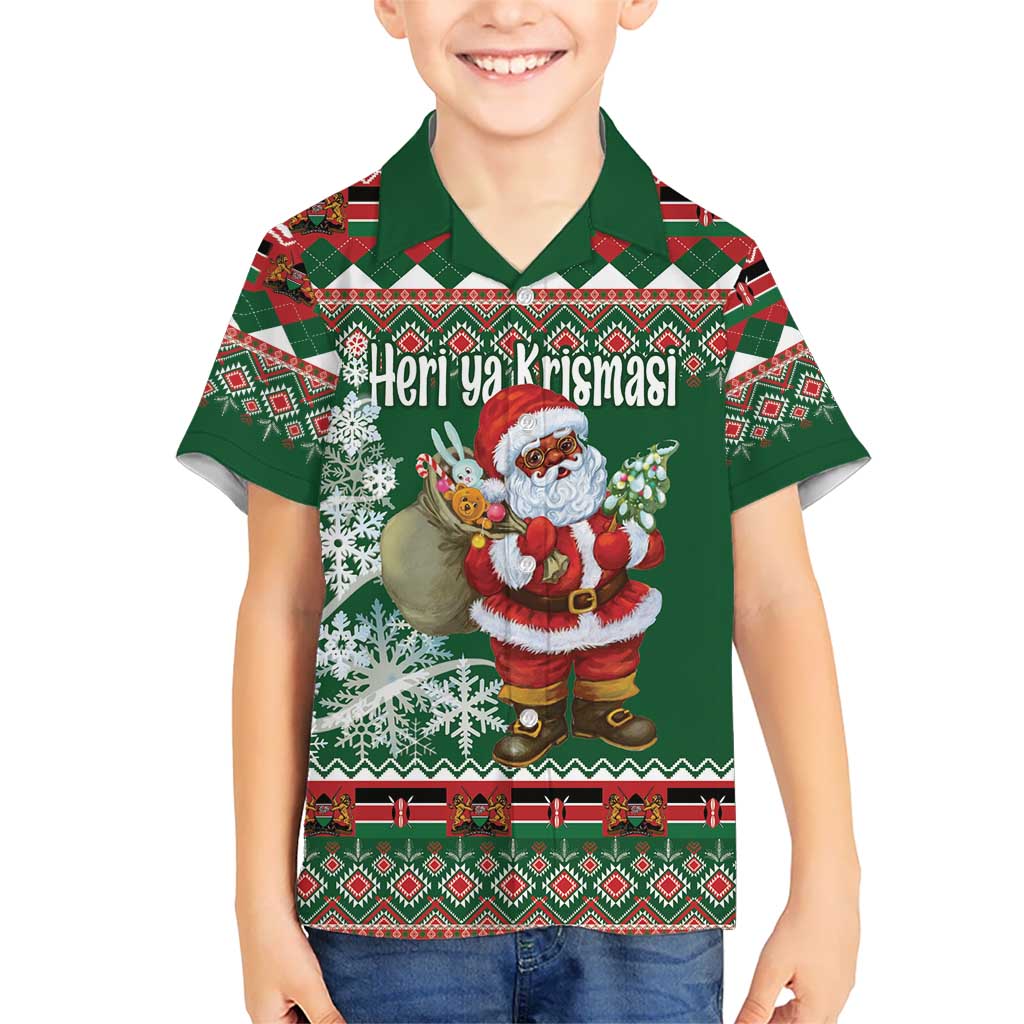 Personalized Kenya Christmas Kid Hawaiian Shirt African Santa Claus - Heri ya Krismasi - Wonder Print Shop