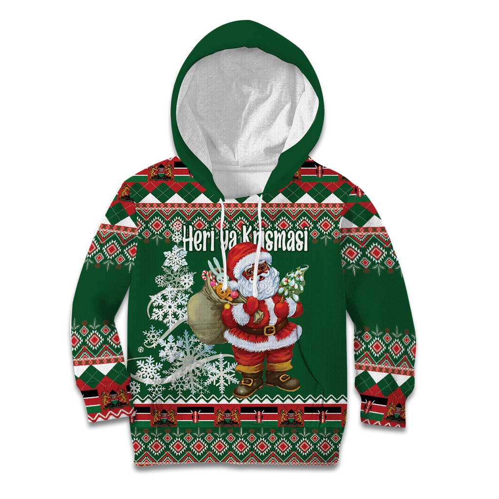 Personalized Kenya Christmas Kid Hoodie African Santa Claus - Heri ya Krismasi - Wonder Print Shop