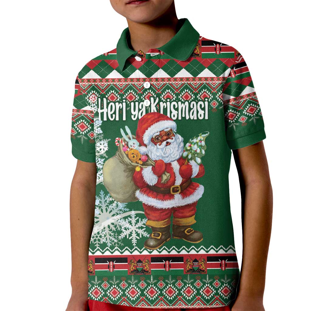 Personalized Kenya Christmas Kid Polo Shirt African Santa Claus - Heri ya Krismasi - Wonder Print Shop