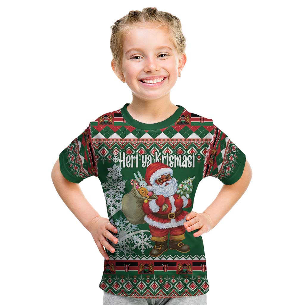 Personalized Kenya Christmas Kid T Shirt African Santa Claus - Heri ya Krismasi - Wonder Print Shop