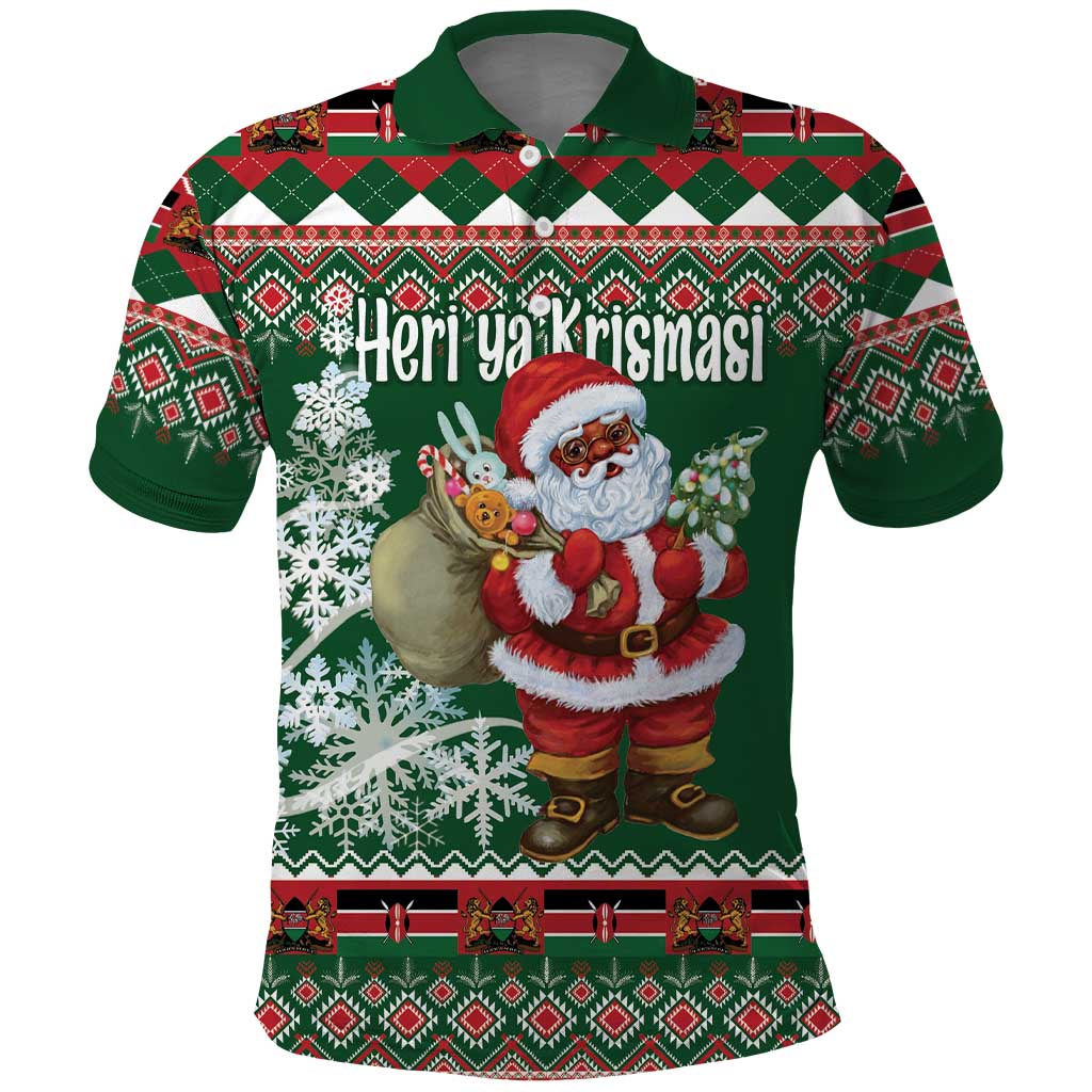 Personalized Kenya Christmas Polo Shirt African Santa Claus - Heri ya Krismasi - Wonder Print Shop