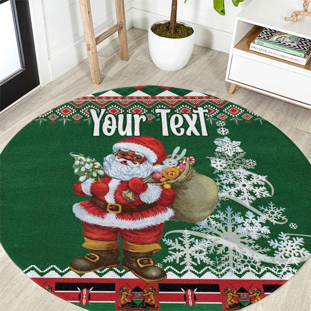 Personalized Kenya Christmas Round Carpet African Santa Claus - Heri ya Krismasi