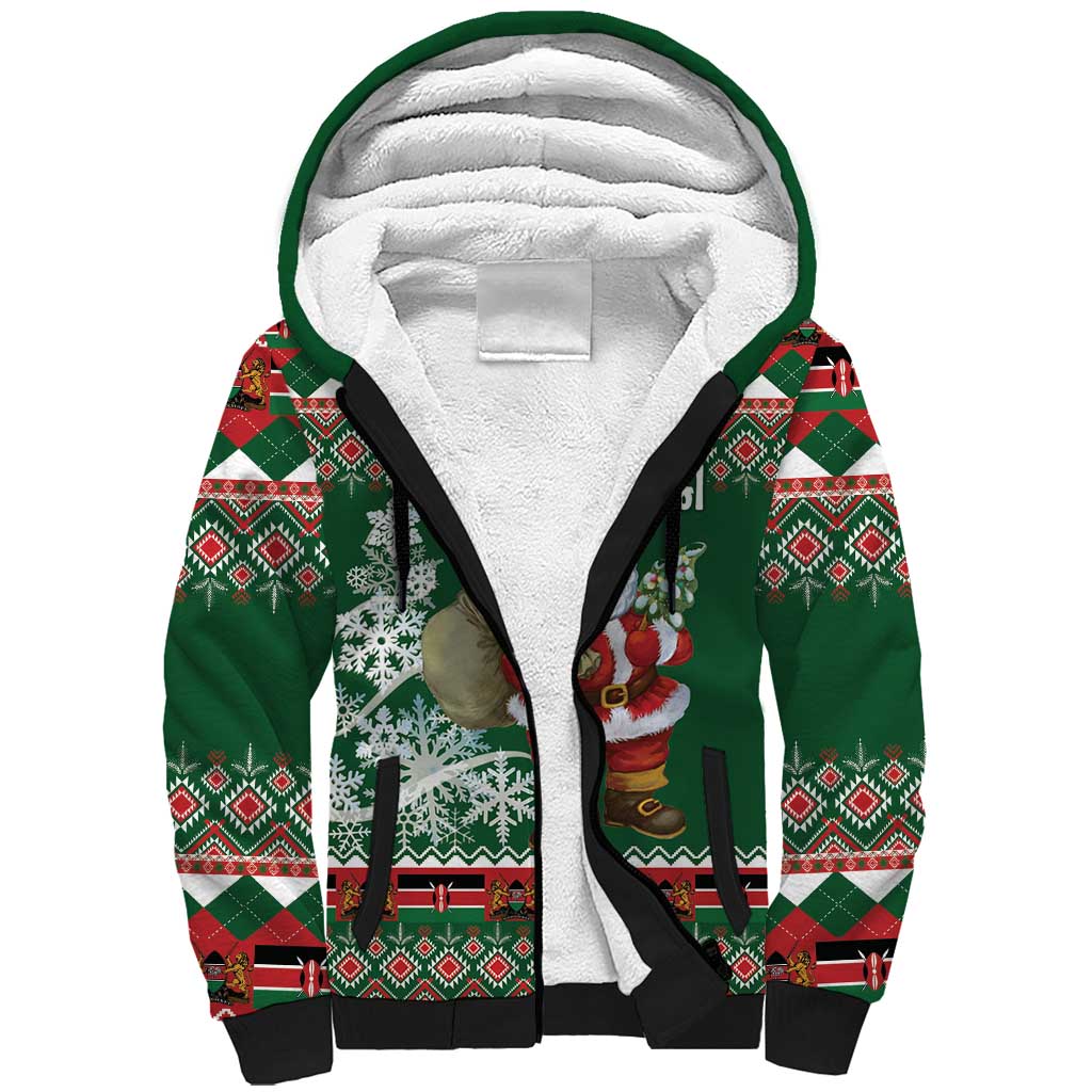 Personalized Kenya Christmas Sherpa Hoodie African Santa Claus - Heri ya Krismasi - Wonder Print Shop