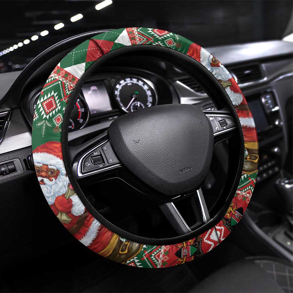 Kenya Christmas Steering Wheel Cover African Santa Claus - Heri ya Krismasi - Wonder Print Shop