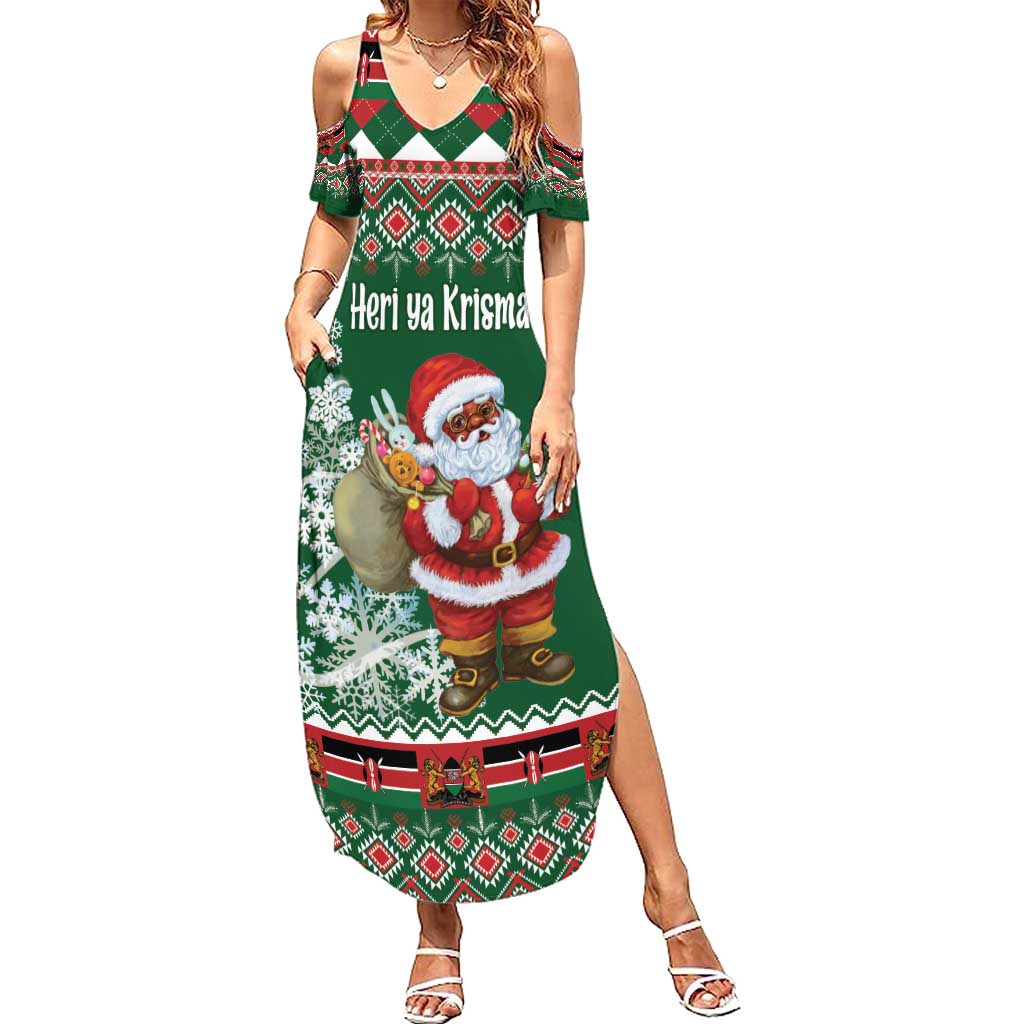 Personalized Kenya Christmas Summer Maxi Dress African Santa Claus - Heri ya Krismasi - Wonder Print Shop