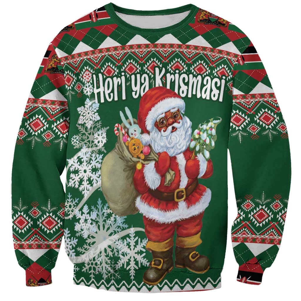 Personalized Kenya Christmas Sweatshirt African Santa Claus - Heri ya Krismasi - Wonder Print Shop