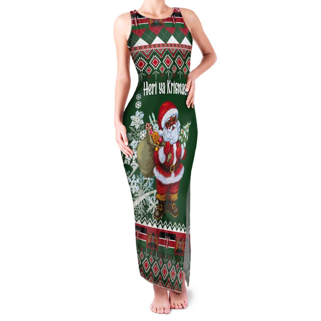 Personalized Kenya Christmas Tank Maxi Dress African Santa Claus - Heri ya Krismasi - Wonder Print Shop