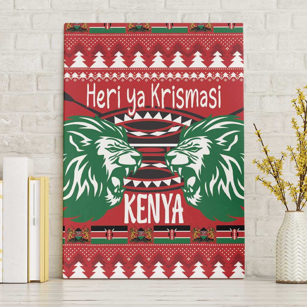 Kenya Christmas Lion Canvas Wall Art Heri ya Krismasi - Wewe pia - Wonder Print Shop