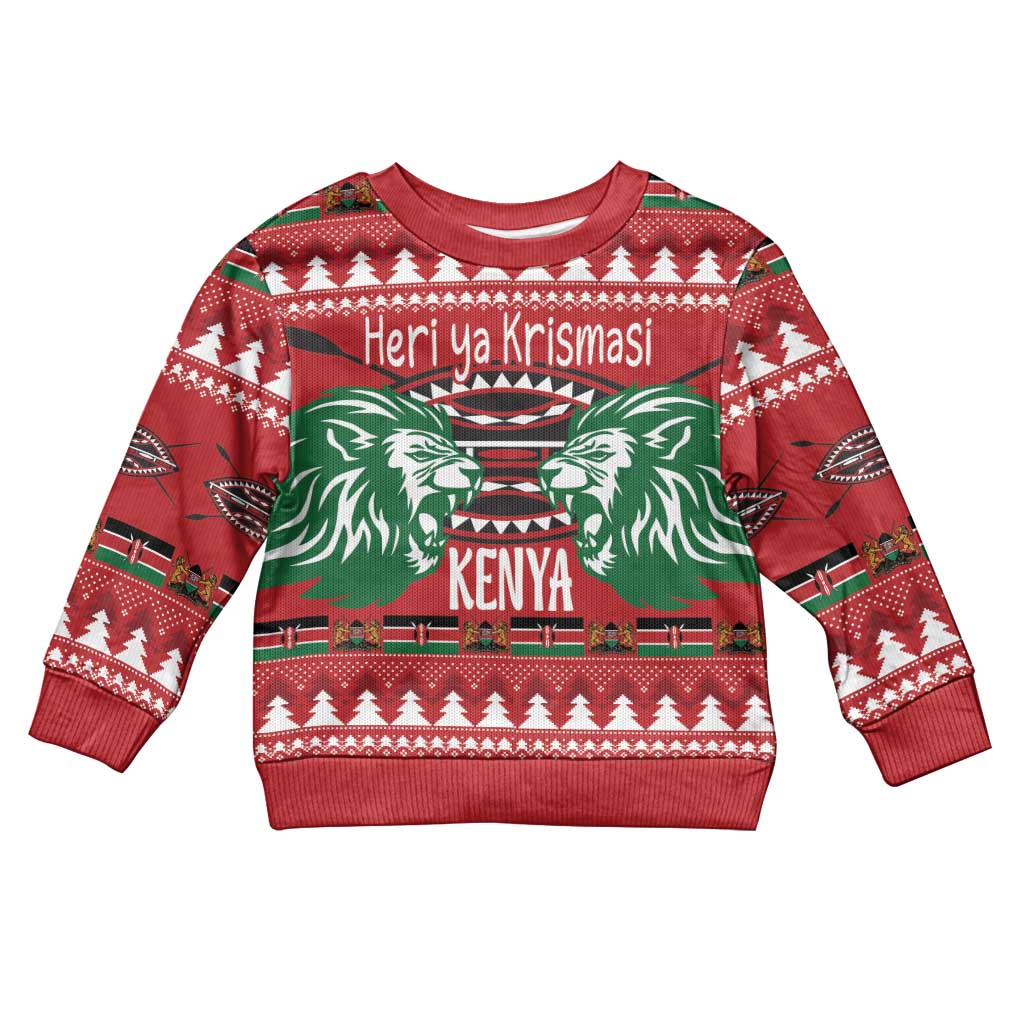 Kenya Christmas Lion Kid Ugly Christmas Sweater Heri ya Krismasi - Wewe pia - Wonder Print Shop