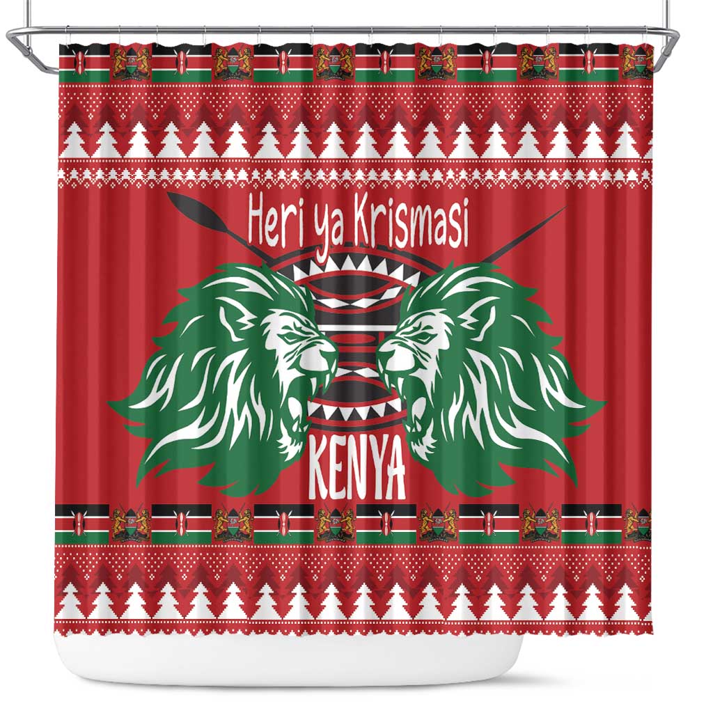 Kenya Christmas Lion Shower Curtain Heri ya Krismasi - Wewe pia