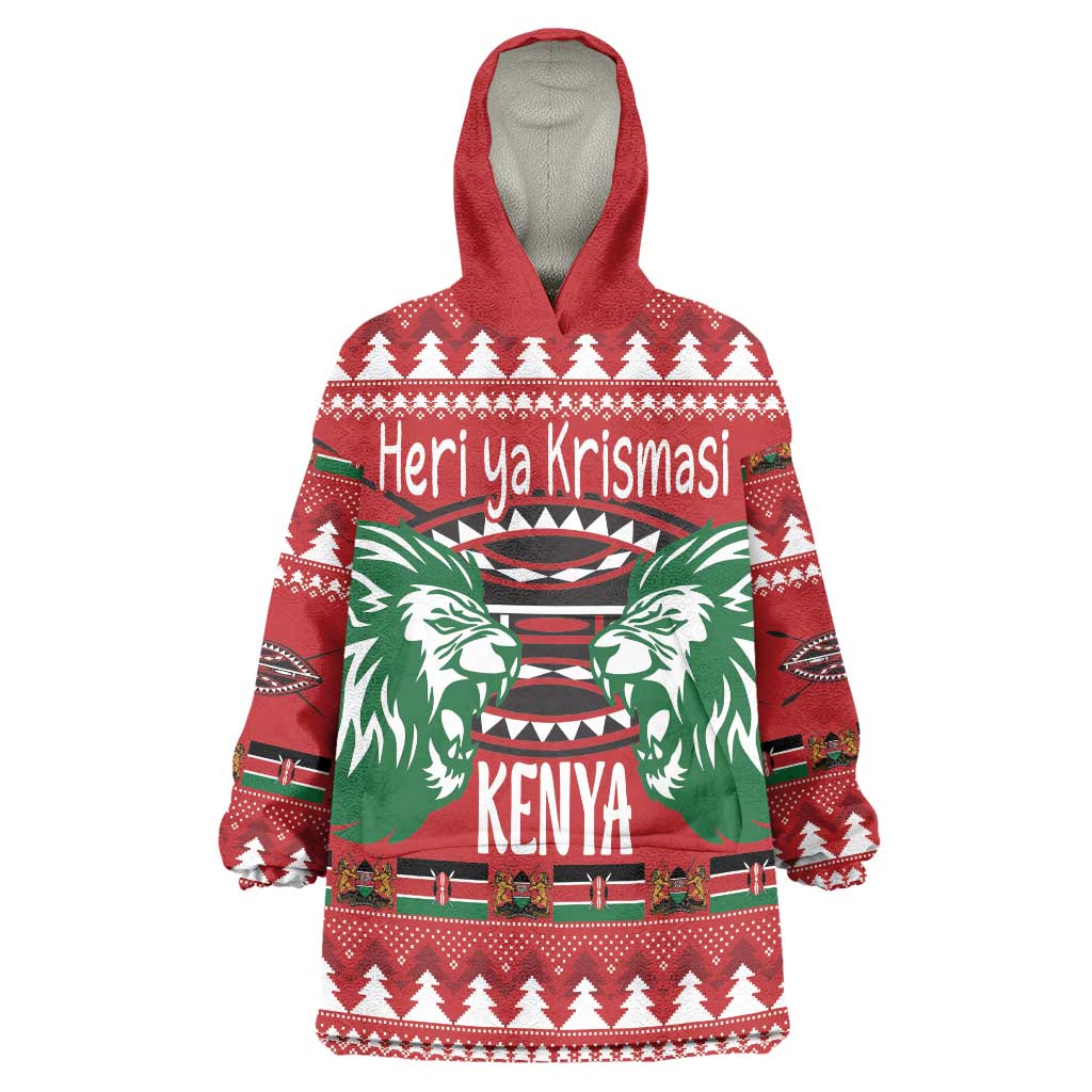 Kenya Christmas Lion Wearable Blanket Hoodie Heri ya Krismasi - Wewe pia - Wonder Print Shop