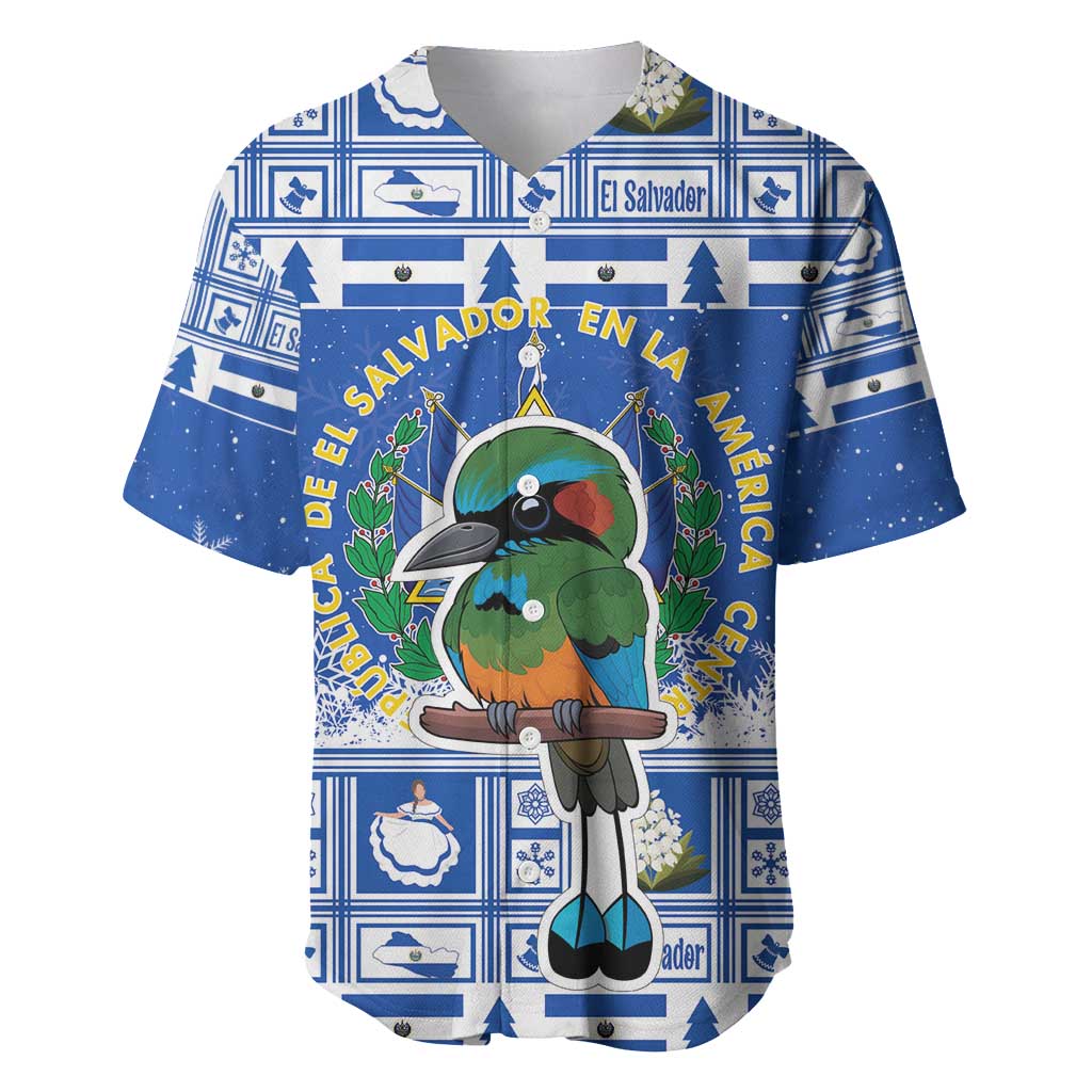 El Salvador Christmas Baseball Jersey The Torogoz Cartoon With Coat Of Arms - Wonder Print Shop