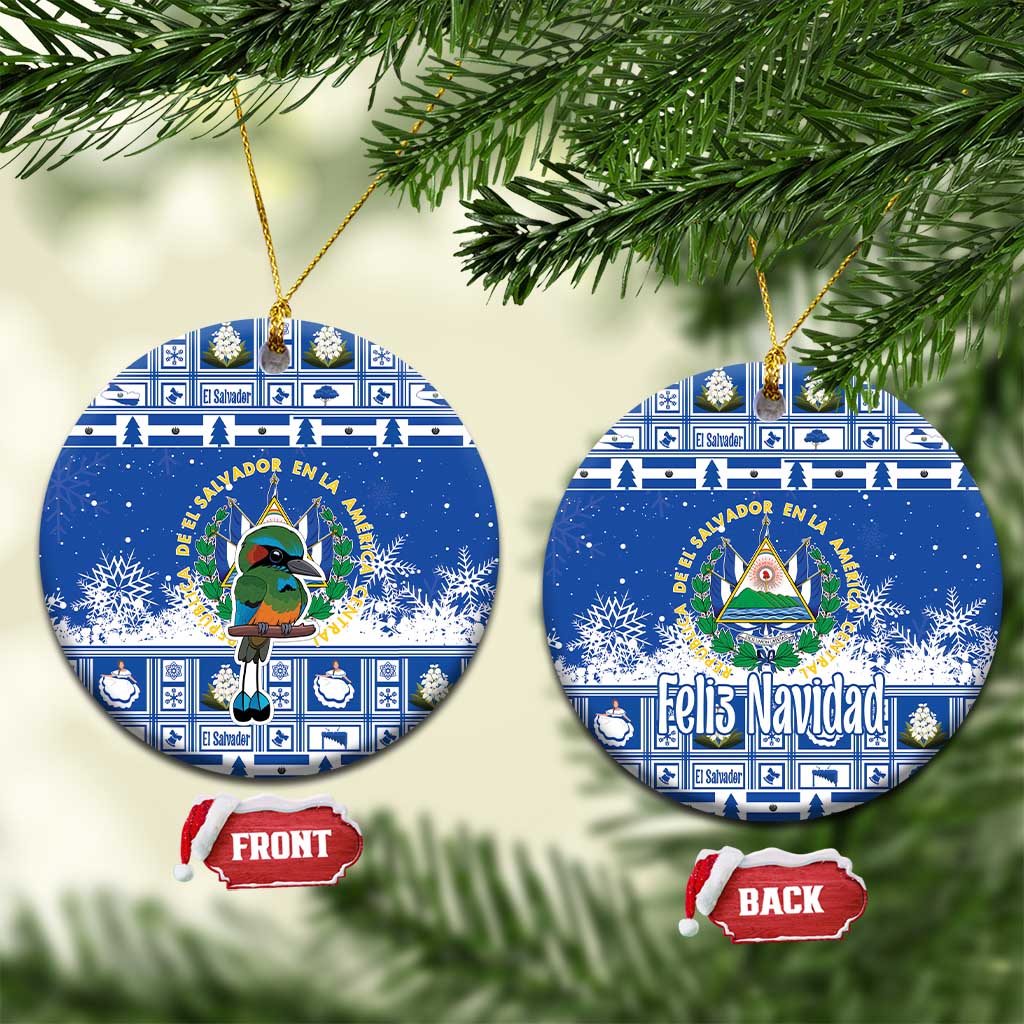 El Salvador Christmas Ceramic Ornament The Torogoz Cartoon With Coat Of Arms - Wonder Print Shop