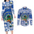 El Salvador Christmas Couples Matching Long Sleeve Bodycon Dress and Long Sleeve Button Shirt The Torogoz Cartoon With Coat Of Arms - Wonder Print Shop