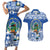 El Salvador Christmas Couples Matching Short Sleeve Bodycon Dress and Hawaiian Shirt The Torogoz Cartoon With Coat Of Arms - Wonder Print Shop