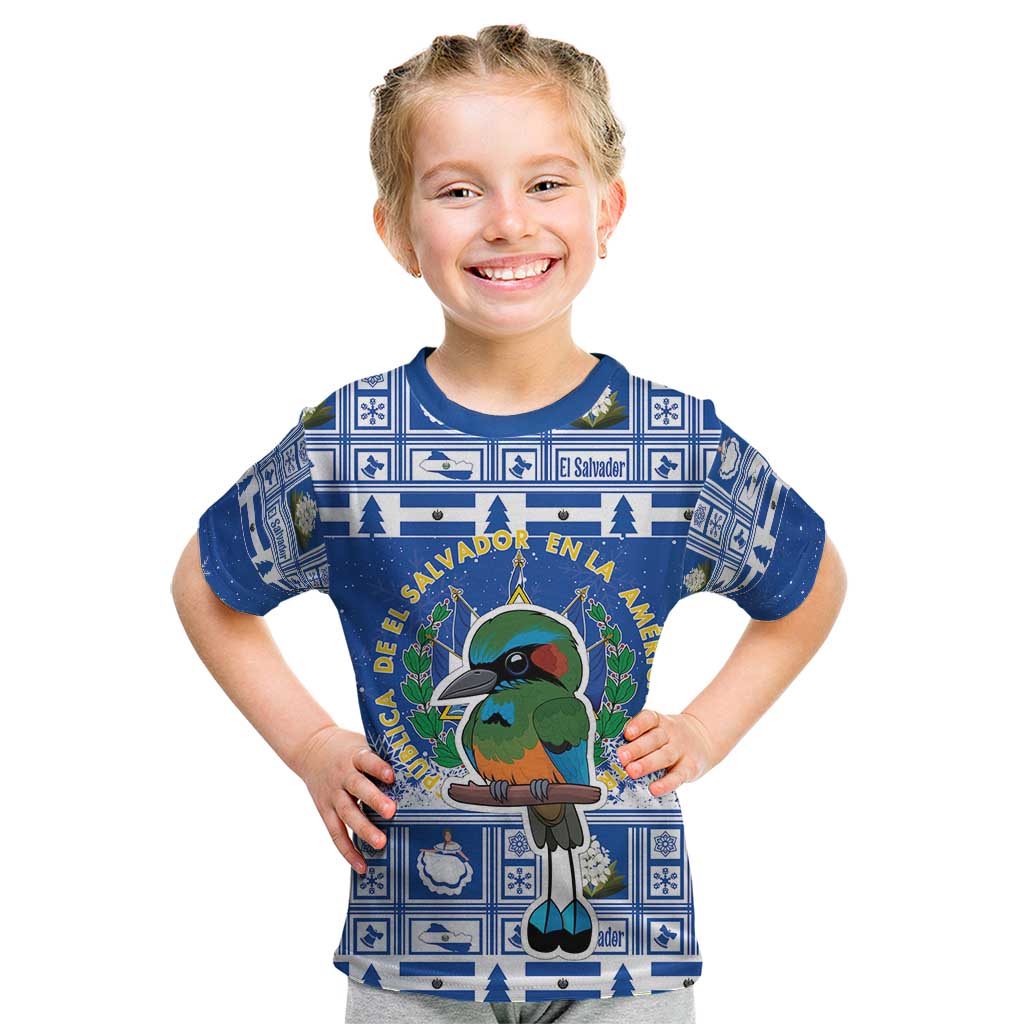 El Salvador Christmas Kid T Shirt The Torogoz Cartoon With Coat Of Arms - Wonder Print Shop