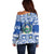 El Salvador Christmas Off Shoulder Sweater The Torogoz Cartoon With Coat Of Arms - Wonder Print Shop