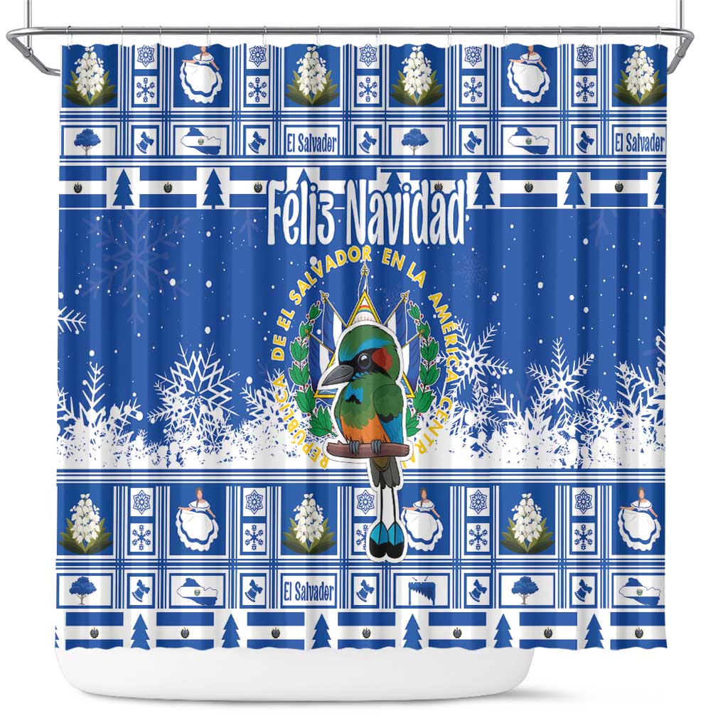 El Salvador Christmas Shower Curtain The Torogoz Cartoon With Coat Of Arms