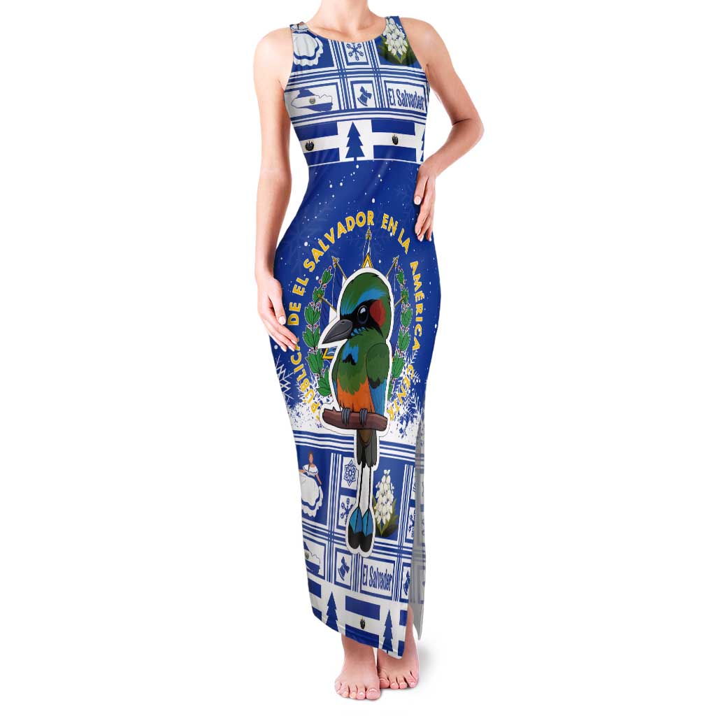 El Salvador Christmas Tank Maxi Dress The Torogoz Cartoon With Coat Of Arms - Wonder Print Shop