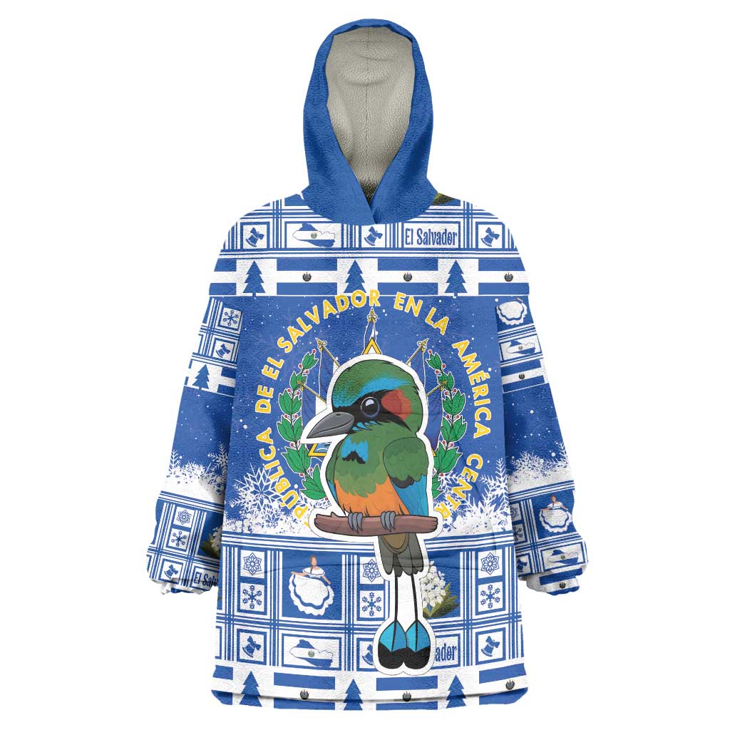 El Salvador Christmas Wearable Blanket Hoodie The Torogoz Cartoon With Coat Of Arms - Wonder Print Shop