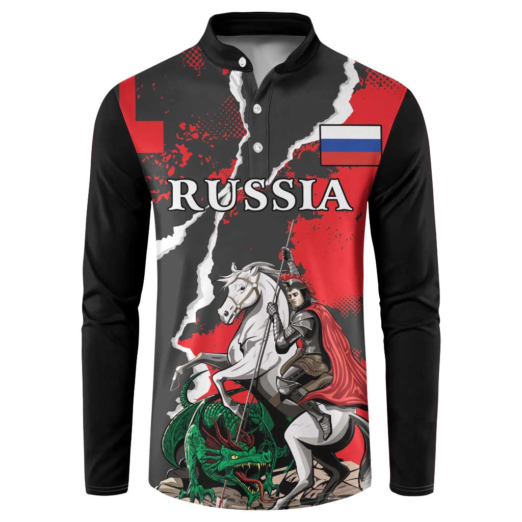 Russia Knight Fighting With Dragon Button Sweatshirt Grunge Style