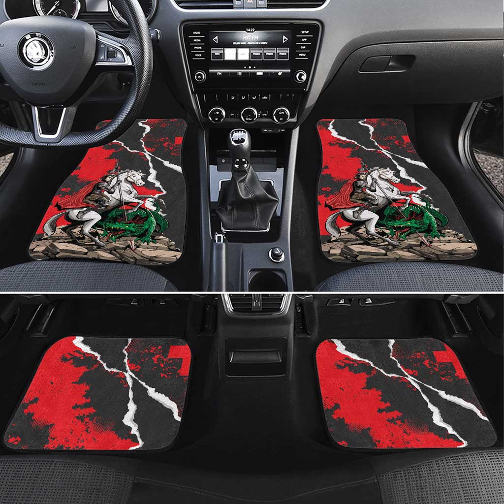 Russia Knight Fighting With Dragon Car Mats Grunge Style