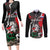 Russia Knight Fighting With Dragon Couples Matching Long Sleeve Bodycon Dress and Long Sleeve Button Shirt Grunge Style