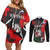 Russia Knight Fighting With Dragon Couples Matching Off Shoulder Short Dress and Long Sleeve Button Shirt Grunge Style