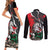 Russia Knight Fighting With Dragon Couples Matching Short Sleeve Bodycon Dress and Long Sleeve Button Shirt Grunge Style