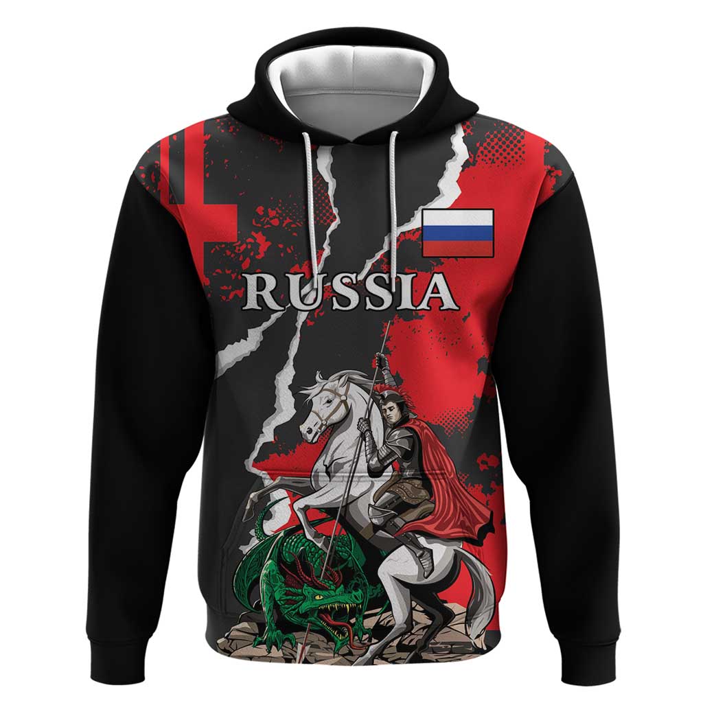 Russia Knight Fighting With Dragon Hoodie Grunge Style - Wonder Print Shop