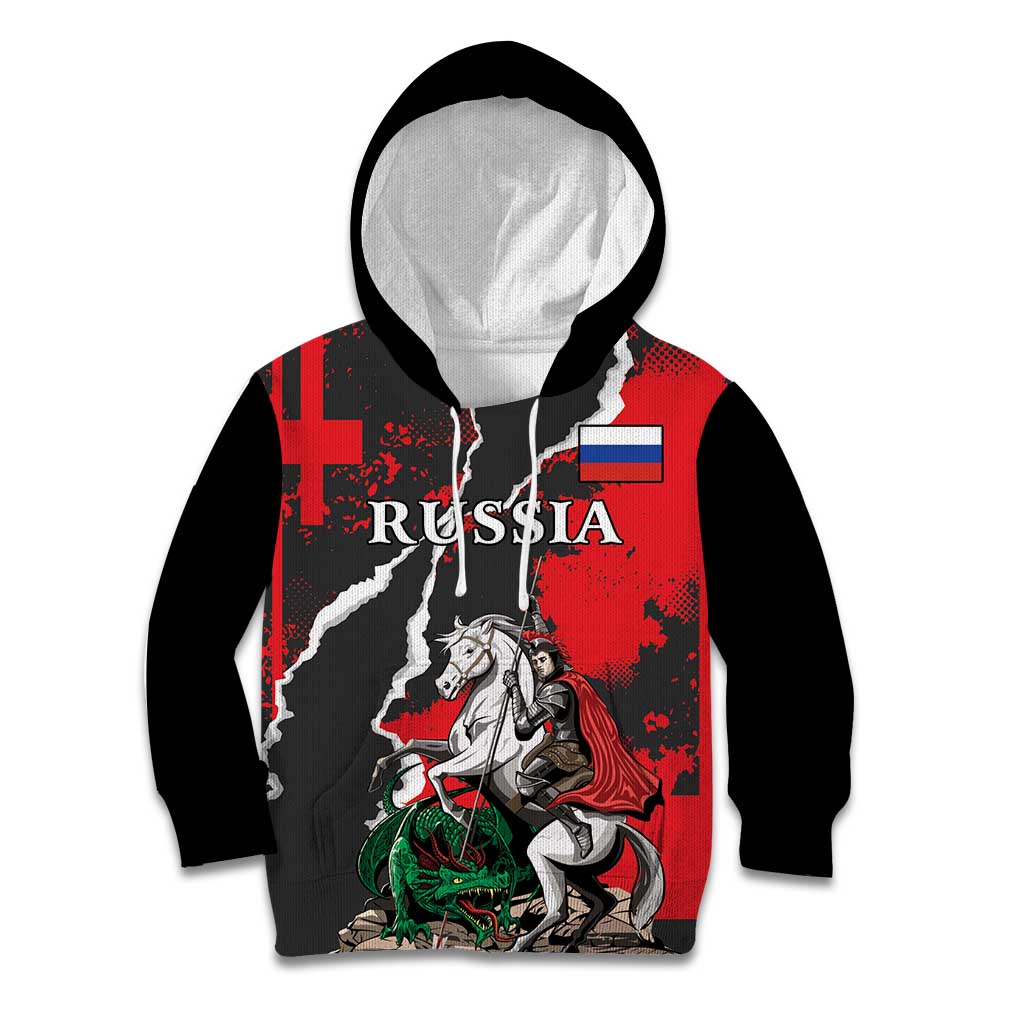 Russia Knight Fighting With Dragon Kid Hoodie Grunge Style - Wonder Print Shop