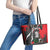 Russia Knight Fighting With Dragon Leather Tote Bag Grunge Style