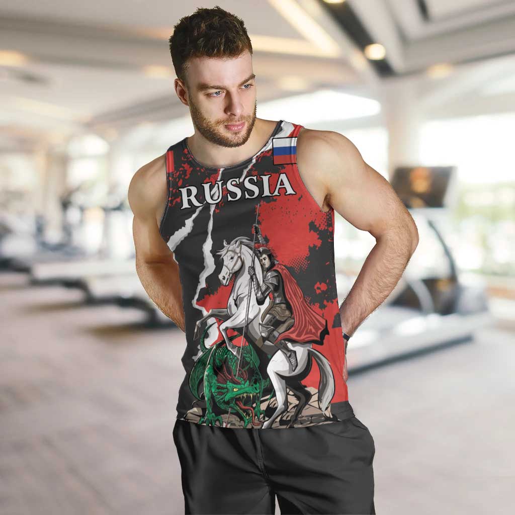 Russia Knight Fighting With Dragon Men Tank Top Grunge Style