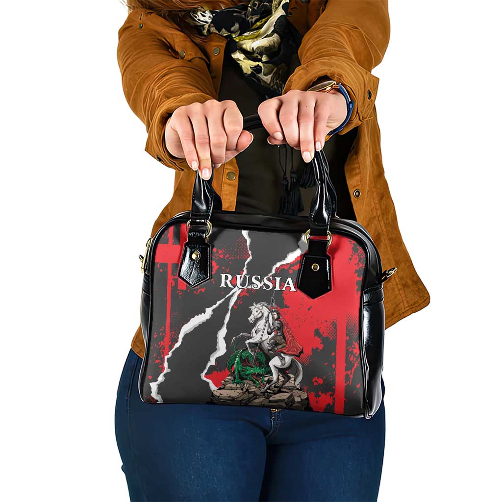 Russia Knight Fighting With Dragon Shoulder Handbag Grunge Style - Wonder Print Shop