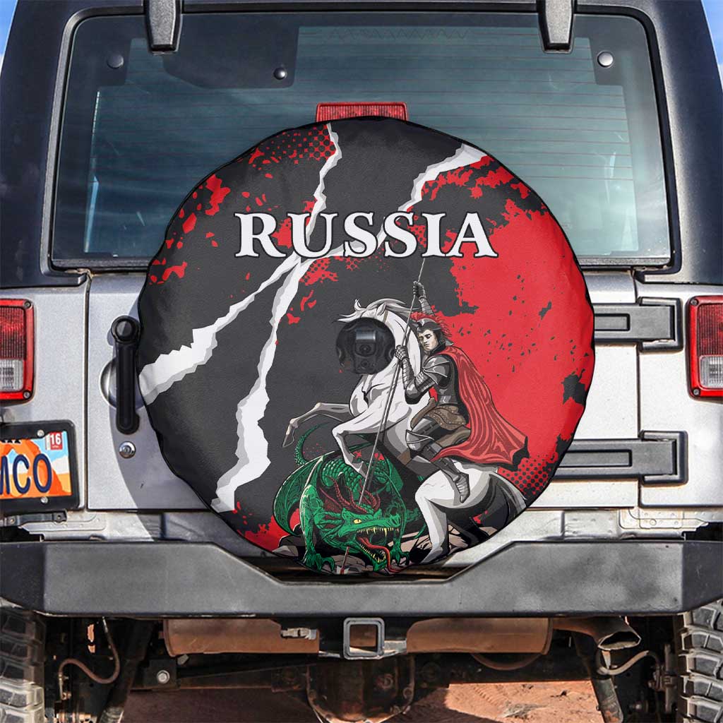 Russia Knight Fighting With Dragon Spare Tire Cover Grunge Style - Wonder Print Shop