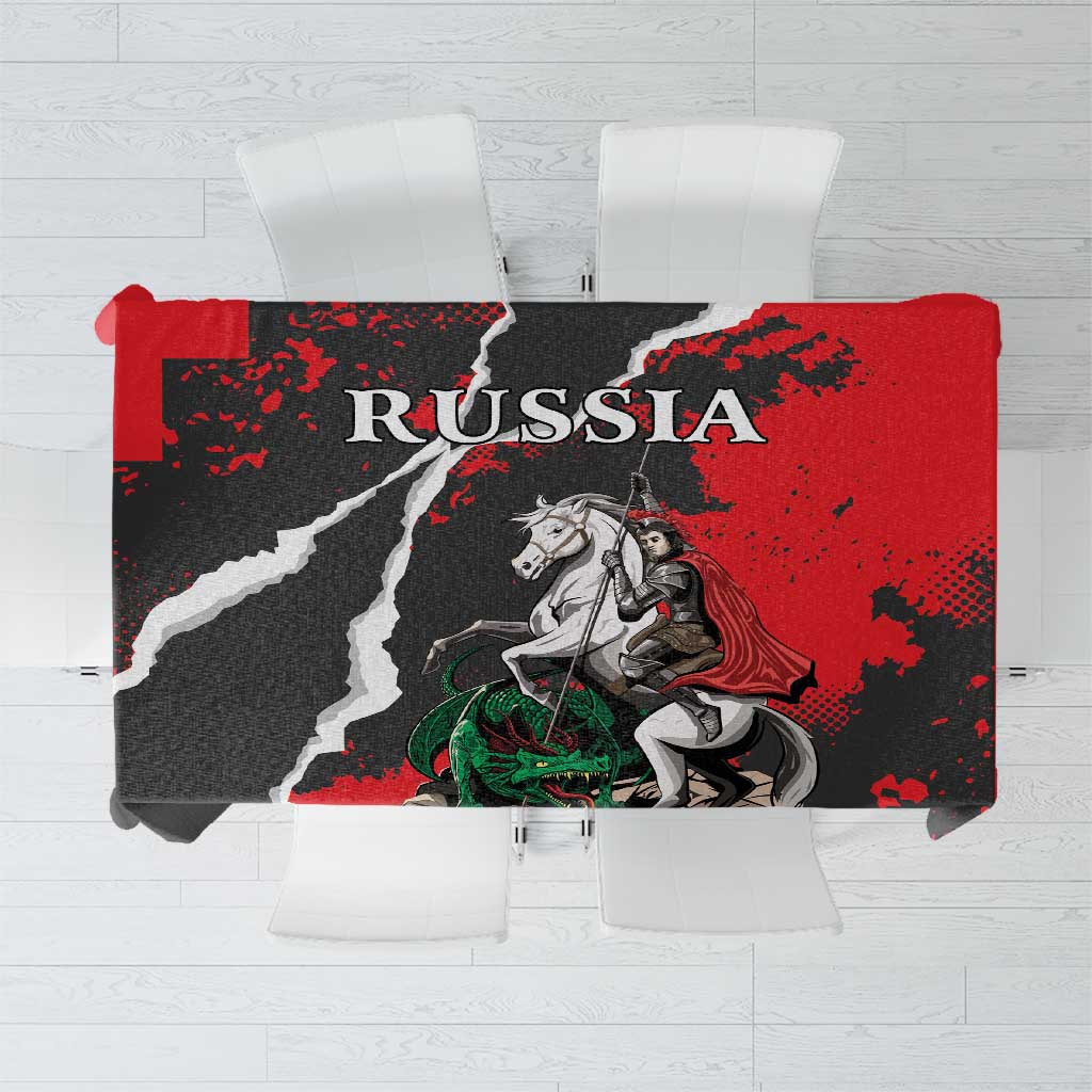 Russia Knight Fighting With Dragon Tablecloth Grunge Style - Wonder Print Shop