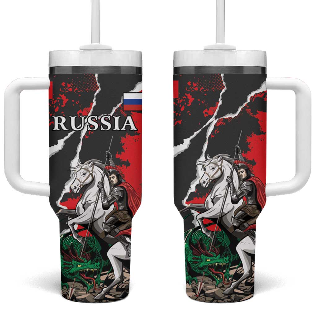 Russia Knight Fighting With Dragon Tumbler With Handle Grunge Style - Wonder Print Shop