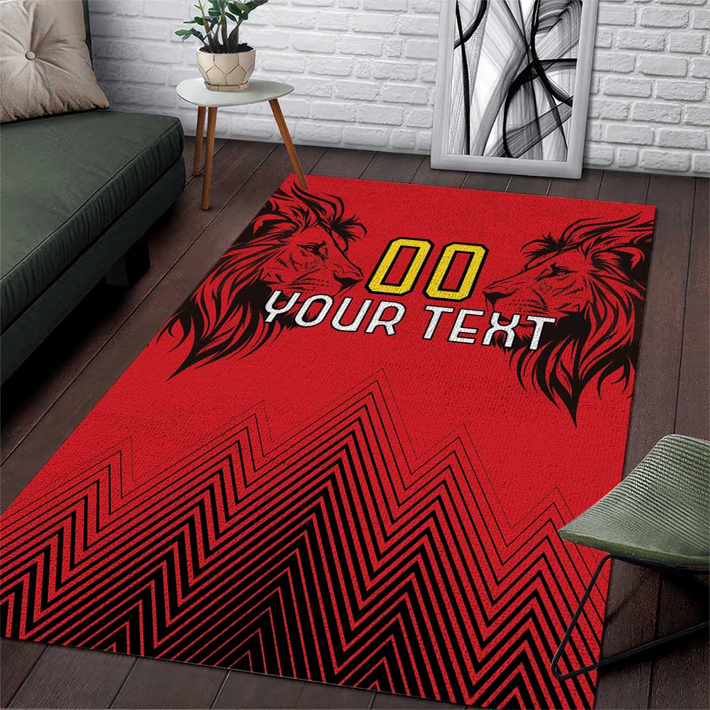 Custom Belgium Rugby Area Rug Diables Noirs Lion Head