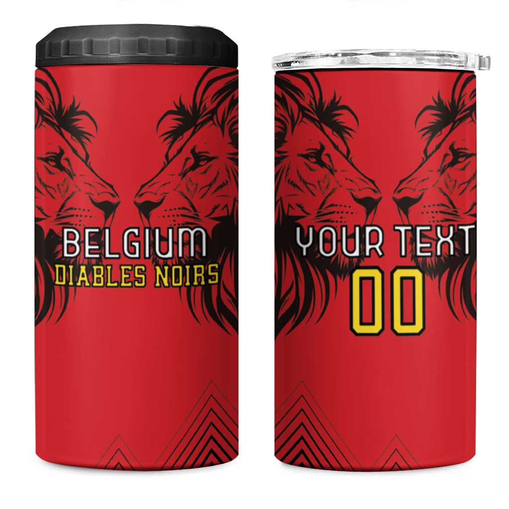 Custom Belgium Rugby 4 in 1 Can Cooler Tumbler Diables Noirs Lion Head