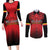 Custom Belgium Rugby Couples Matching Long Sleeve Bodycon Dress and Long Sleeve Button Shirt Diables Noirs Lion Head