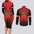 Custom Belgium Rugby Couples Matching Long Sleeve Bodycon Dress and Long Sleeve Button Shirt Diables Noirs Lion Head