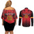 Custom Belgium Rugby Couples Matching Off Shoulder Short Dress and Long Sleeve Button Shirt Diables Noirs Lion Head