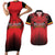 Custom Belgium Rugby Couples Matching Short Sleeve Bodycon Dress and Hawaiian Shirt Diables Noirs Lion Head